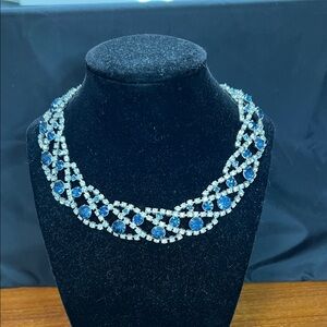 Elegant Blue and Silver Necklace Vintage